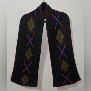 Vintage J.Crew 100% Wool Argyle Scarf Reversible Multi Preppy Academia Unisex